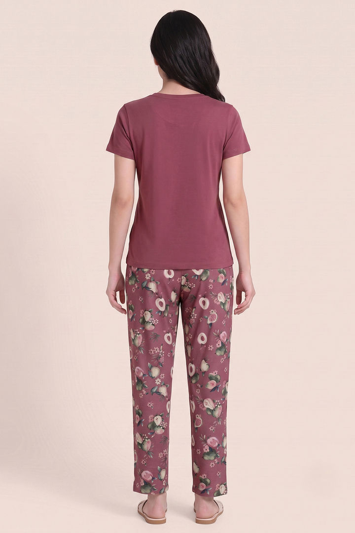 Zivame Buttersoft Fruity Collection Knit Poly Pyjama Set - Mesa Rose — image 4